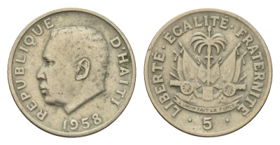 Гаити 5 сантимов 1958 KM 62 медь цинк никель 4147-665