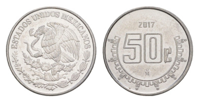 Мексика 50 сентаво 2017 Mo KM 936 нержавеющая сталь UNC 4636-521