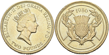 Великобритания 2 фунта 1986 Елизавета II (1952-2022), XIII Игры Британского Содружества KM 947, Spink 4311 (K1) никель латунь 4565-314