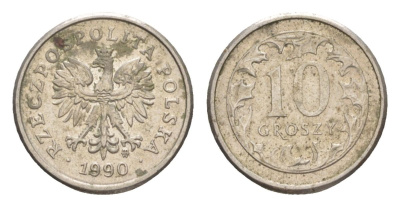 Польша 10 грошей 1990 Y 279 медно-никель 4625-624
