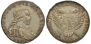 Саксония 1/12 талера (2 грошена) 1792 Фридрих Август III (1763-1806), из коллекции Gerhart Rother KM 1031, Merseb. 2017 серебро UNC 413-6415