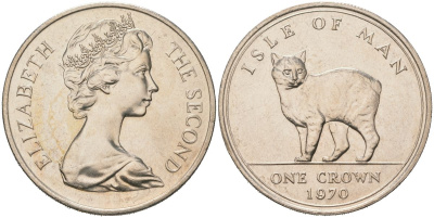 Остров Мэн 1 крона 1970 кошка Мэна (мэнкс) KM 18 медно-никель BU 4386-1022