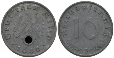 Германия 10 рейхспфеннигов 1940 B KM 101, J. 371 цинк    3459-553