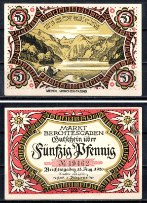 Берхтесгаден (Бавария) 50 пфеннигов 1920 Mehl Grabowski 76.2 бумага UNC (пресс) 7556-48-3-1