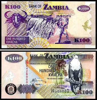 Замбия 100 квач 2003 Pick 38 d (1) бумага UNC (пресс) 7203-62-1-1