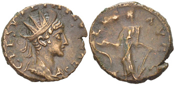 Римская Империя, императоры в Галлии антониниан 273 - 274 Тетрик II, C P ESV TETRICVS CAES, бюст цезаря / SALVS AVGG, Салюта, персонификация Здоровья, Августа Треверов RIC 268 var биллон 1073-20-84
