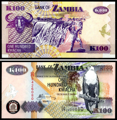 Замбия 100 квач 2003 Pick 38 d (1) бумага UNC (пресс) 7203-62-1-1