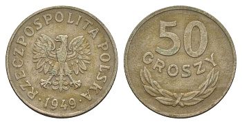 Польша 50 грошей 1949 Y 44 медно-никель 4628-1251