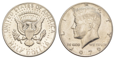 США 1/2 доллара (50 центов) 1979 Джон Кеннеди KM A202b медь плакированная медно-никелем aUNC 4536-1211