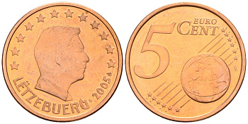 Люксембург 5 евроцентов 2005 KM 77 сталь плакированная медью 4147-818