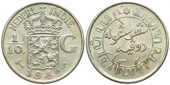 Нидерландская Восточная Индия 1/10 гульдена 1942 KM 318 серебро 105-1249