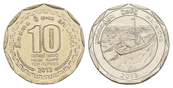 Шри-Ланка 10 рупий 2013 серия административные округа Шри Ланки, Муллайтиву, корабль KM 209 нержавеющая сталь UNC 4635-1115