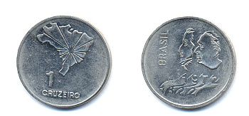 Бразилия 1 крузейро 1972 150 лет независимости KM 582 никель aUNC 76-854