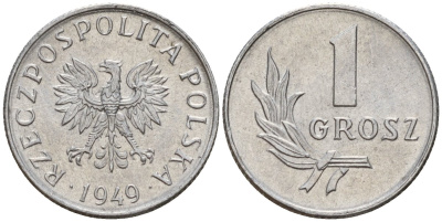 Польша 1 грош 1949 KM 39 алюминий UNC 4189-462
