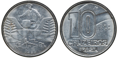 БРАЗИЛИЯ 10 КРУЗЕЙРО 1991 KM 618.2 сталь aUNC 72-1724
