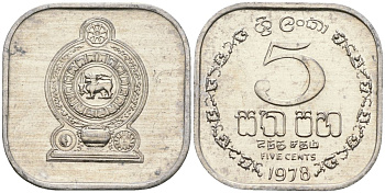 Шри-Ланка 5 центов 1978 KM 139a алюминий 4136-552