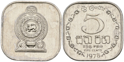 Шри-Ланка 5 центов 1978 KM 139a алюминий 4136-667