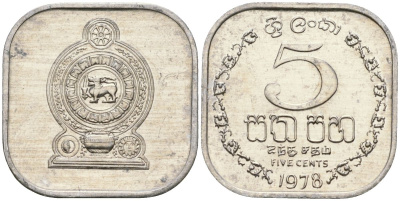 Шри-Ланка 5 центов 1978 KM 139a алюминий 4136-552