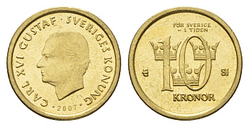 Швеция 10 крон 2007 Карл XVI Густав (1973-) KM 895 нордик UNC 4656-413