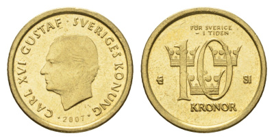 Швеция 10 крон 2007 Карл XVI Густав (1973-) KM 895 нордик UNC 4656-413