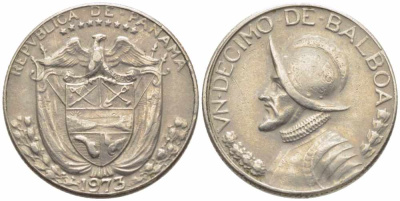 Панама 1/10 бальбоа 1973 KM 10а медь плакированная медно-никелем 73-138