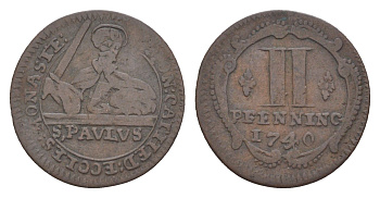 Мюнстер 2 пфеннига 1740 Монетный двор кафедрального капитула KM 436 медь 633-1041
