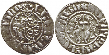 Киликийская Армения трам 1198-1219 Левон I 2,93 гр good very fine (RR) Nerc. 293 (obv.) 289 (leg. rev) 290 (rev) серебро 1073-1-2-4