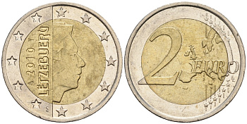 Люксембург 2 евро 2010 KM 82 биметалл 4148-823