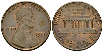 США 1 цент 1977 Линкольн KM 201 медь цинк 4136-151