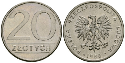 Польша 20 злотых 1986 Y 153.1 медно-никель 4168-832
