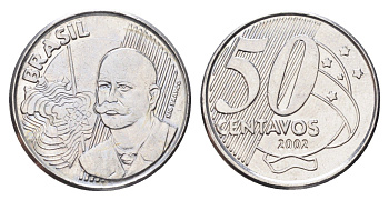 Бразилия 50 сентаво 2002 KM 651a нержавеющая сталь 4706-443