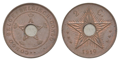 Бельгийское Конго 2 сантима 1910 KM 16 медь 4127-433