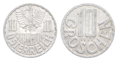 Австрия 10 грошей 1959 KM 2878 алюминий 4643-444