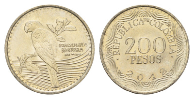 Колумбия 200 песо 2012 KM 297 медь цинк никель UNC 4686-441