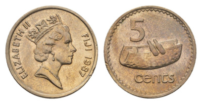 Фиджи 5 центов 1987 KM 51 медно-никель UNC 4687-1156