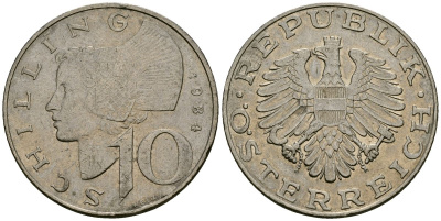 Австрия 10 шиллингов 1994 KM 2918 медно-никель 4167-456