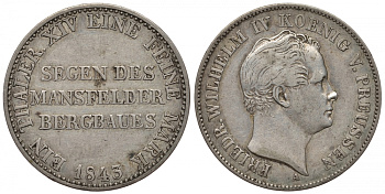 Пруссия 1 талер 1843 А, Фридрих Вильгельм IV (1840-1861) KM 446, AKS 75, Dav. 770, Kahnt 376, Thun 257 серебро 00-814-12