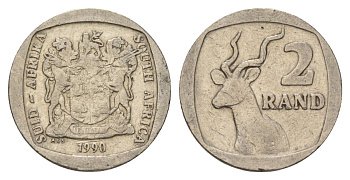 ЮАР 2 ранда 1990 KM 139 медь плакированная никелем 4626-1043