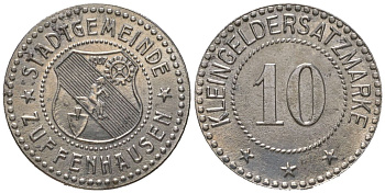 Цуффенхаузен (Вюртемберг) 10 пфеннигов ND Funck 629.1, Men05 28158.1, Men18 35383.1 железо aUNC 4597-514