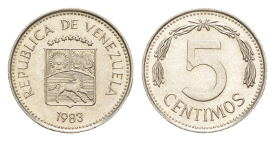 Венесуэла 5 сентимо 1983 Y 49a сталь плакированная никелем aUNC 4613-264