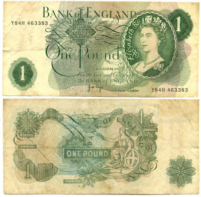 АНГЛИЯ 1 ФУНТ 1970-1971 PAGE Pick 374g бумага 7218-28-3