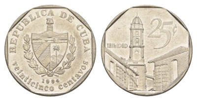 Куба 25 сентаво 1994 площадь в Тринидаде KM 577.1 сталь плакированная никелем 4646-357