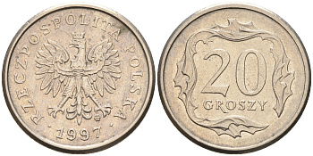 Польша 20 грошей 1997 MW KM 280 медно-никель    4174-725