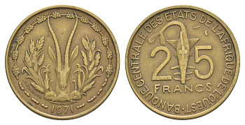 Западная Африка (BCEAO) 25 франков 1971 KM 5 медь алюминий никель 4612-915