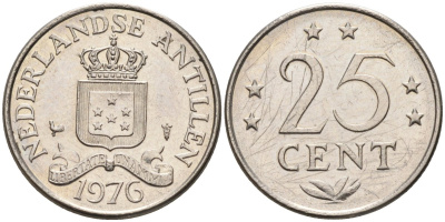 Нидерландские Антилы 25 центов 1976 Юлиана (1948-1980) KM 11 никель 4585-1013