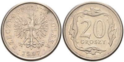 Польша 20 грошей 1997 MW KM 280 медно-никель    4174-725