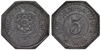 Розенхайм 5 пфеннигов 1917  Funck 450.4, Men05 21887.4, Men18 27362.4  цинк 4119-1051