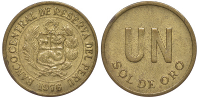 Перу 1 соль 1976 KM 266.1 латунь 4605-526