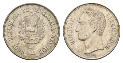 Венесуэла 1 боливар 1990 Симон Боливар Y 52a.2 сталь плакированная никелем 4662-916
