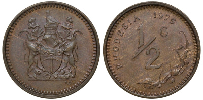 Родезия 1/2 цента 1975 KM 9 бронза 00-00